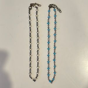 Two Pack Olivelynn Black Chain Beaded Chokers